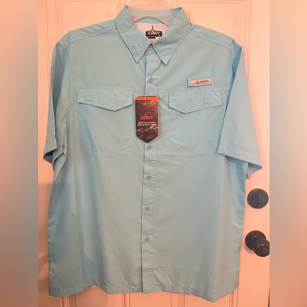 Habitat Men’s Short Sleeve Button-Down Shirt - Light Blue